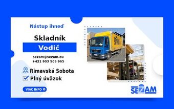 Vodič nákladného automobilu, skladník - vodič VZV