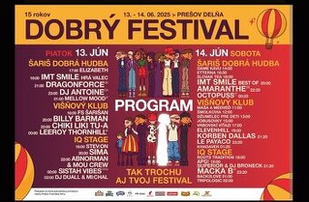 VIP lístky na Dobrý festival v Prešove