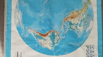Retro mapa Zemské pologule – zberateľská rarita  Predám veľ