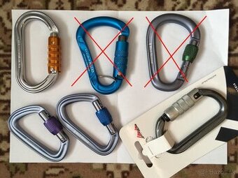 Karabíny karabínky 3 x triple-lock, 2 x screw-lock, nové