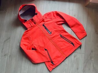 Softshell bunda na turistiku, oranžová, M