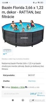 Marimex Bazén,filtrácia, solar2x,,schody, zastrešenie