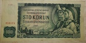 Bankovka v hodnote 100kčs-1961 seriou:C