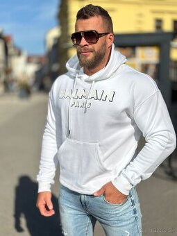 Luxusná mikina Balmain bielo čierna