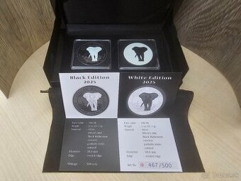 Somalia 2x 1oz. 2025 Silver Elephant Black and White Edition