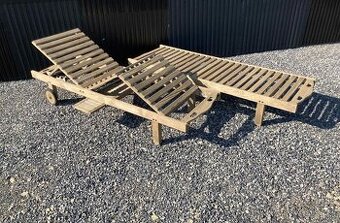 TEAK - Polohovatelne lehatko 210x65cm s odkladacim stolikom