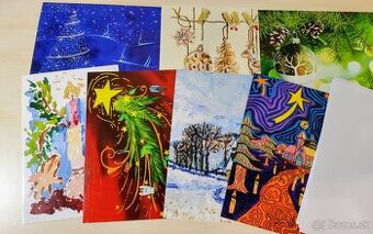 Vianocné pozdravy +obálky 5x 7 kusov