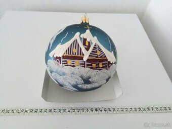 Velká, ručně malovaná vánoční baňka -vianočné ozdoby