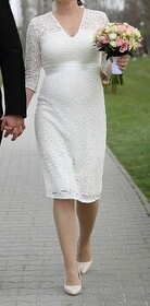 Tehotenské svadobné šaty S - 1