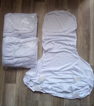 biele návleky na stoličky s vysokým a nízkym operadlom