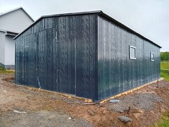 Montovaná plechová hala 6×12 m – RAL 7016 antracit
