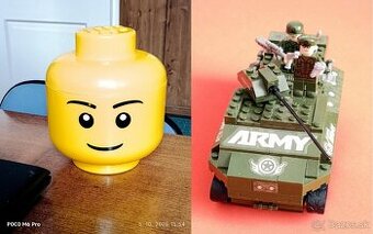 lego box + stavebnica tanku s vojakmi