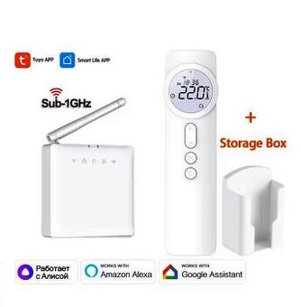 WiFi termostat s RF prijímačom a RF diaľkový ovládačom.