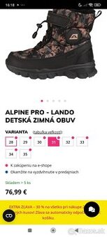 ALPINE PRO - LANDO Detská zimná obuv