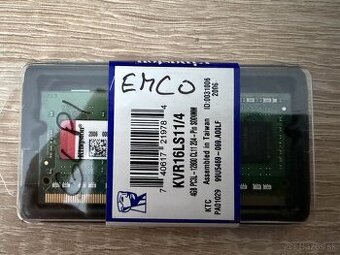 RAM so-dimm 4GB PC3L-12800 NOVÝ orig.zabalený kus Kingston