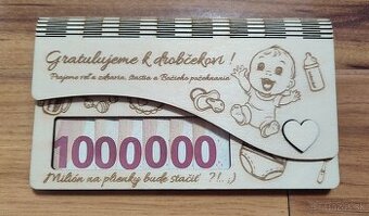 Drevená darčeková obálka Milión na plienky