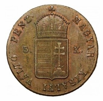 Minca HÁROM KRAJCÁR 1849