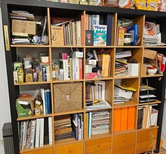 PREDAM Police IKEA typ KALLAX 5x5 farba Cierny ram stred buk