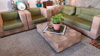 Sedacia súprava 3+1+1+stolík /abaca/banánový list
