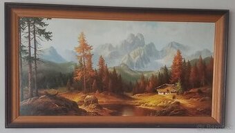 Art painting with wood frame 110cm x 60cm