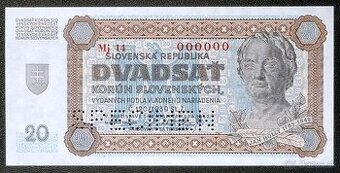 20 Ks 1942 séria Mj 14 ANULÁT v TOP UNC stave