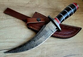 velký lovecký Damaškový nôž CLAW 30,5 cm s koženým pouzdrem