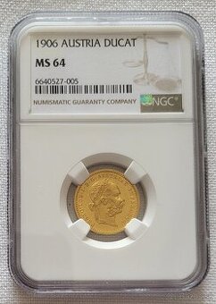 Zlatý dukát Franz Jozef I., 1906, NGC MS64