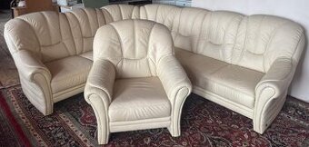 Celokožená rohová sedací souprava s křeslem,6146