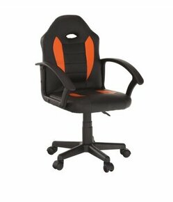 Kancelárska stolička malá, ekokoža čierna/oranžová - 1