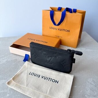 Originál LOUIS VUITTON čierna mini kožená peňaženka kľúčenka