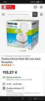 Prenosná toaleta, prenosné WC Thetford Porta Potti 165