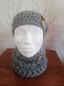 Háčkované sety - čiapka a nákrčník