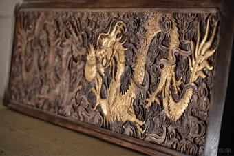 Drevený obraz – Zlatý drak - 1