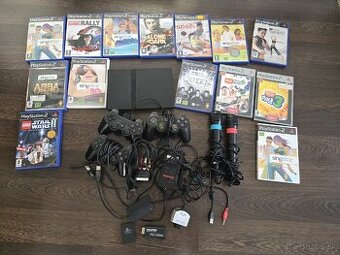 Playstation 2 Slim 77004 +  14 hier + Kamera + mikrofóny