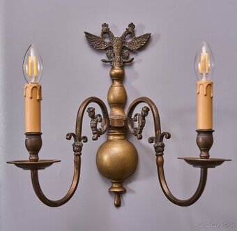 Starožitná nástenná lampa z bronzu v 40 cm