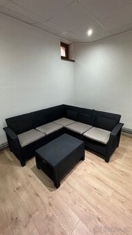 Záhradná relaxačná zostava CORFU II - grafitová/sivá so stol