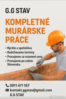 HĽADÁME NOVÉ ZÁKAZKY – G.G STAV