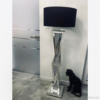 Zrkadlová stojanová lampa s krištáľmi glamour PREMIUM