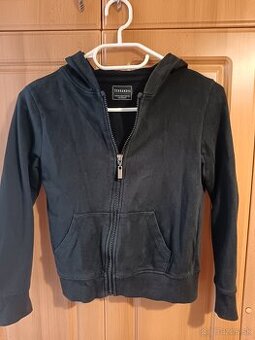 Mikina čierna s kapucňou na zips, 128-134, 8-9 rok