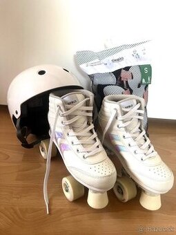 Krásne ako nové dvojradové korčule Oxelo veľ. 37 + doplnky