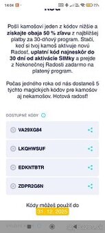 Kody na 50% zlavu Radost