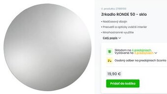 Predám zánovné zrkadlo