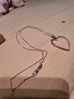 Strieborná retiazka strieborné srdce kameň zirkón