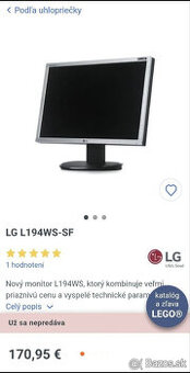 Predam monitor LG k PC velkost 19"