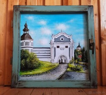 Obraz v starom okne Banská Štiavnica Piargska brána