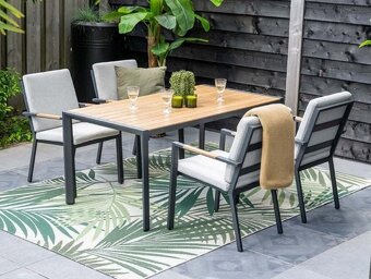 Záhradný hliníkový nábytok antracit + drevodekor