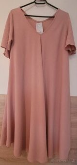 ŠATY BEZ VZORU PUDROVÁ RUŽOVÁ M-3XL