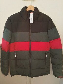 Nová pánska bunda Superdry čierna/zelená/červená veľkosť M
