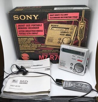 Sony MD walkman MZ-R70 MiniDisc s original príslušenstvom