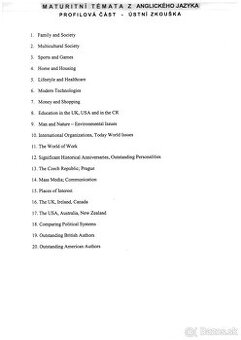 Maturitné témy z AJ/ Angličtiny (ústna skúška)